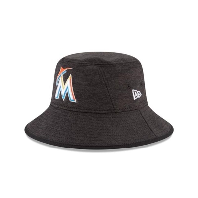 Black Miami Marlins Hat - New Era MLB Shadowed Stretch Bucket Hat USA4597620